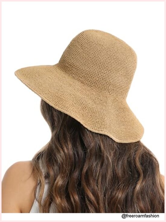 Packable Paper Straw Floppy Wide Brim Sun Hat with Adjustable Brim main image 6